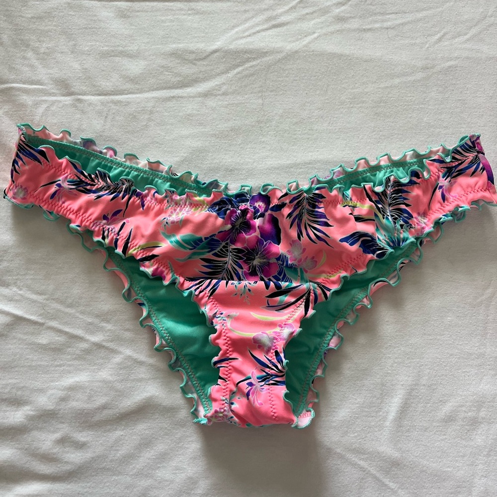 Floral Pink and Green Women’s Bikini Bottoms